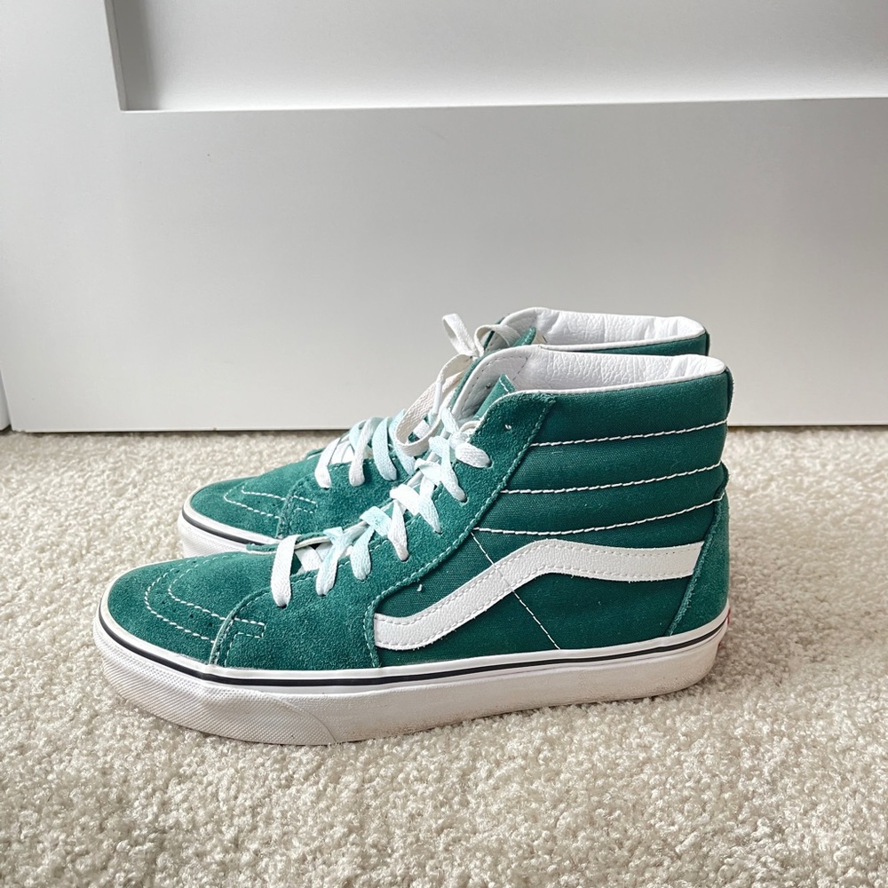 VANS Sk8-Hi Bistro Green & True White Suede High Top Shoes Sneakers